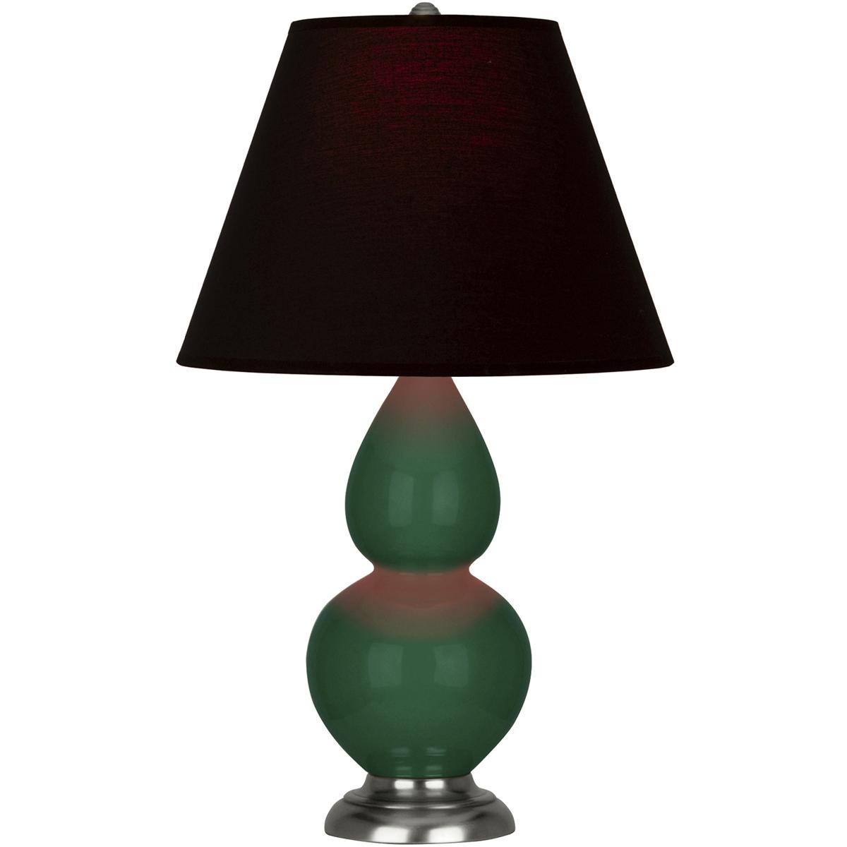 Robert Abbey JU12K Small Double Gourd 22.75 inch 150 watt Jungle Glazed Ceramic with Antique Silver Accent Lamp Portable Light in Ink Black with Rose