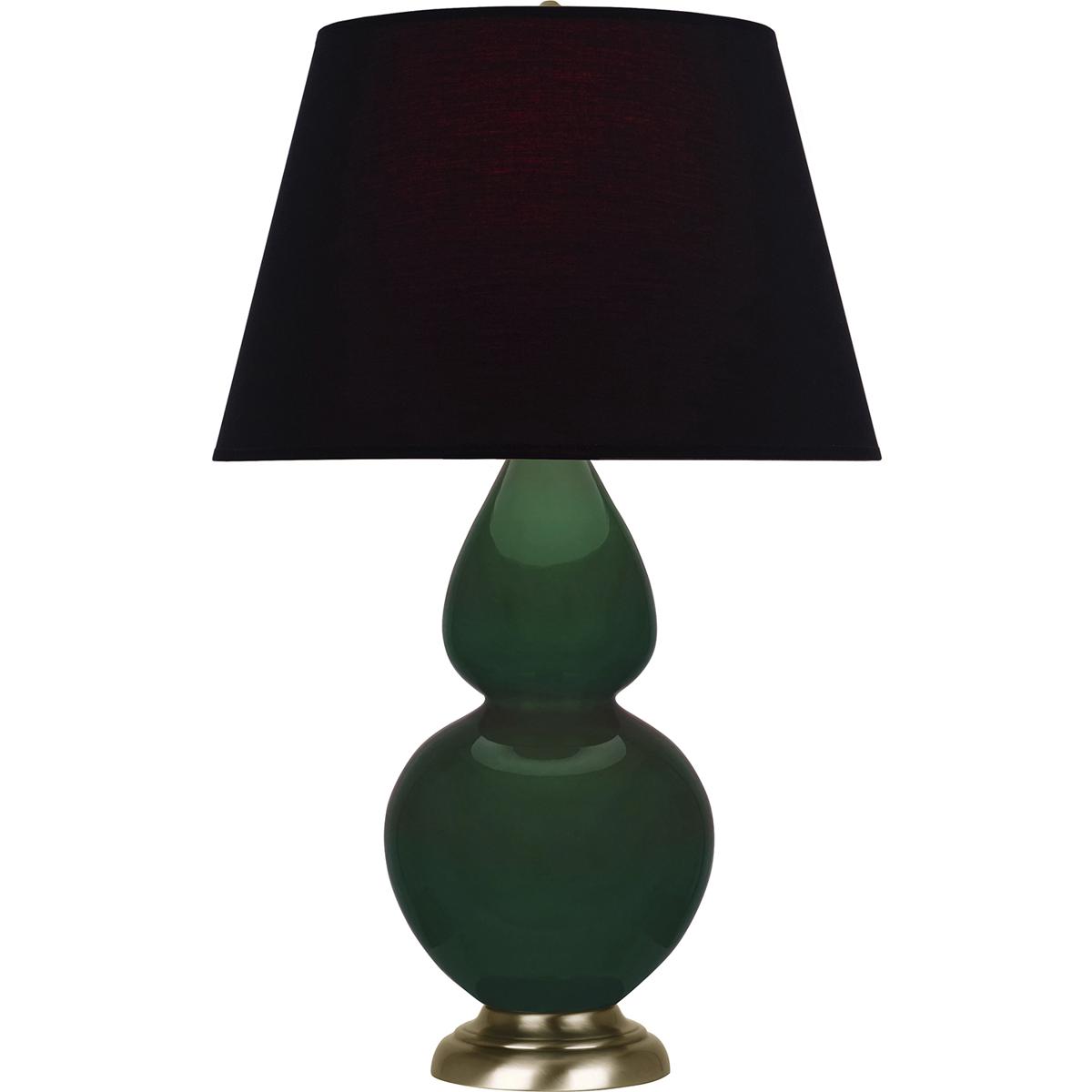 Robert Abbey JU20K Double Gourd 31 inch 150 watt Jungle Glazed Ceramic with Antique Natural Brass Table Lamp Portable Light in Ink Black with Rose Red