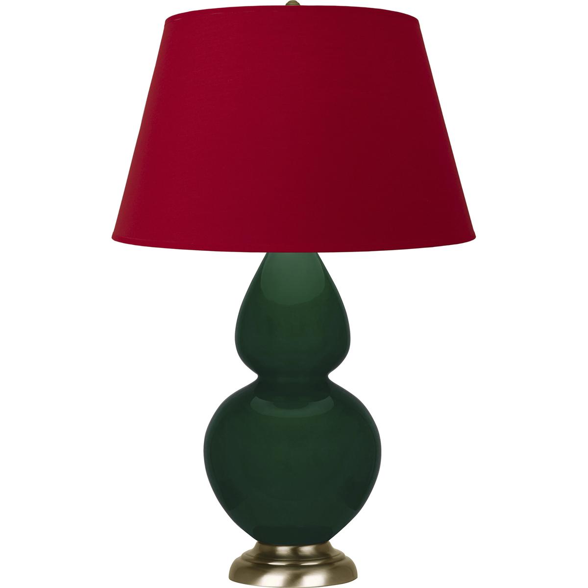 Robert Abbey JU20R Double Gourd 31 inch 150 watt Jungle Glazed Ceramic with Antique Natural Brass Table Lamp Portable Light in Rose Red with Ink Black