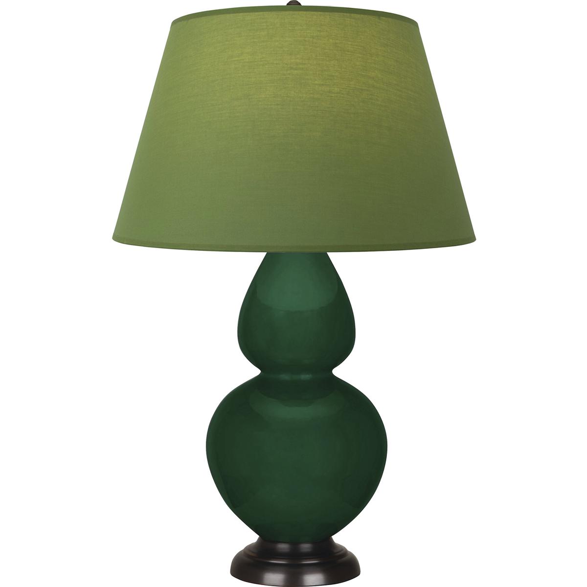 Robert Abbey JU21G Double Gourd 31 inch 150 watt Jungle Glazed Ceramic with Deep Patina Bronze Table Lamp Portable Light in Tea Green with Taupe