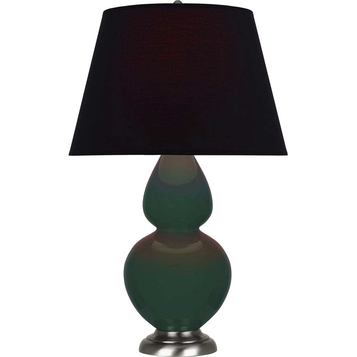 Robert Abbey JU22K Double Gourd 31 inch 150 watt Jungle Glazed Ceramic with Antique Silver Table Lamp Portable Light in Ink Black with Rose Red