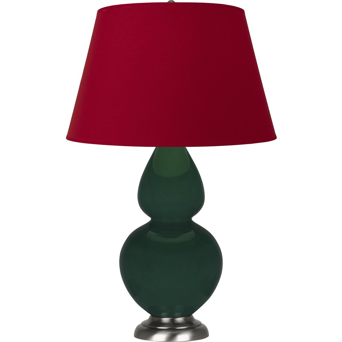 Robert Abbey JU22R Double Gourd 31 inch 150 watt Jungle Glazed Ceramic with Antique Silver Table Lamp Portable Light in Rose Red with Ink Black