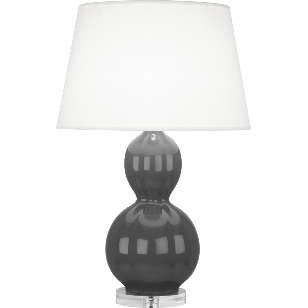 LB997 Williamsburg Randolph Table Lamp, Dark Gray Glazed Ceramic with Lucite Base - 30.63 x 10.25 in.