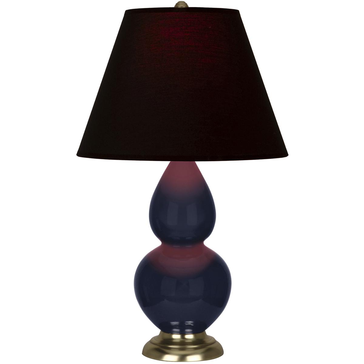 Robert Abbey MB10K Small Double Gourd 22.75 inch 150 watt Midnight Blue Glazed Ceramic with Antique Brass Accent Lamp Portable Light in Ink Black with