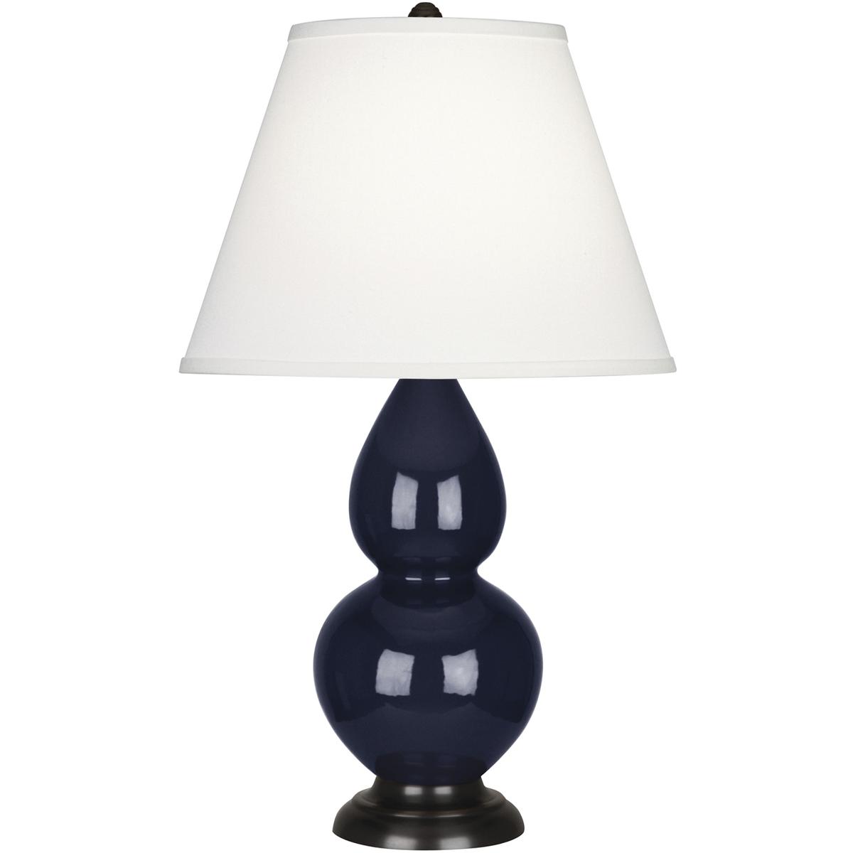 Robert Abbey MB11X Small Double Gourd 22.75 inch 150 watt Midnight Blue Glazed Ceramic with Deep Patina Bronze Accent Lamp Portable Light in Pearl Dup