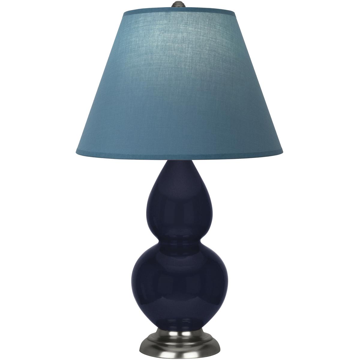 Robert Abbey MB12B Small Double Gourd 22.75 inch 150 watt Midnight Blue Glazed Ceramic with Antique Silver Accent Lamp Portable Light in Bright Blue w