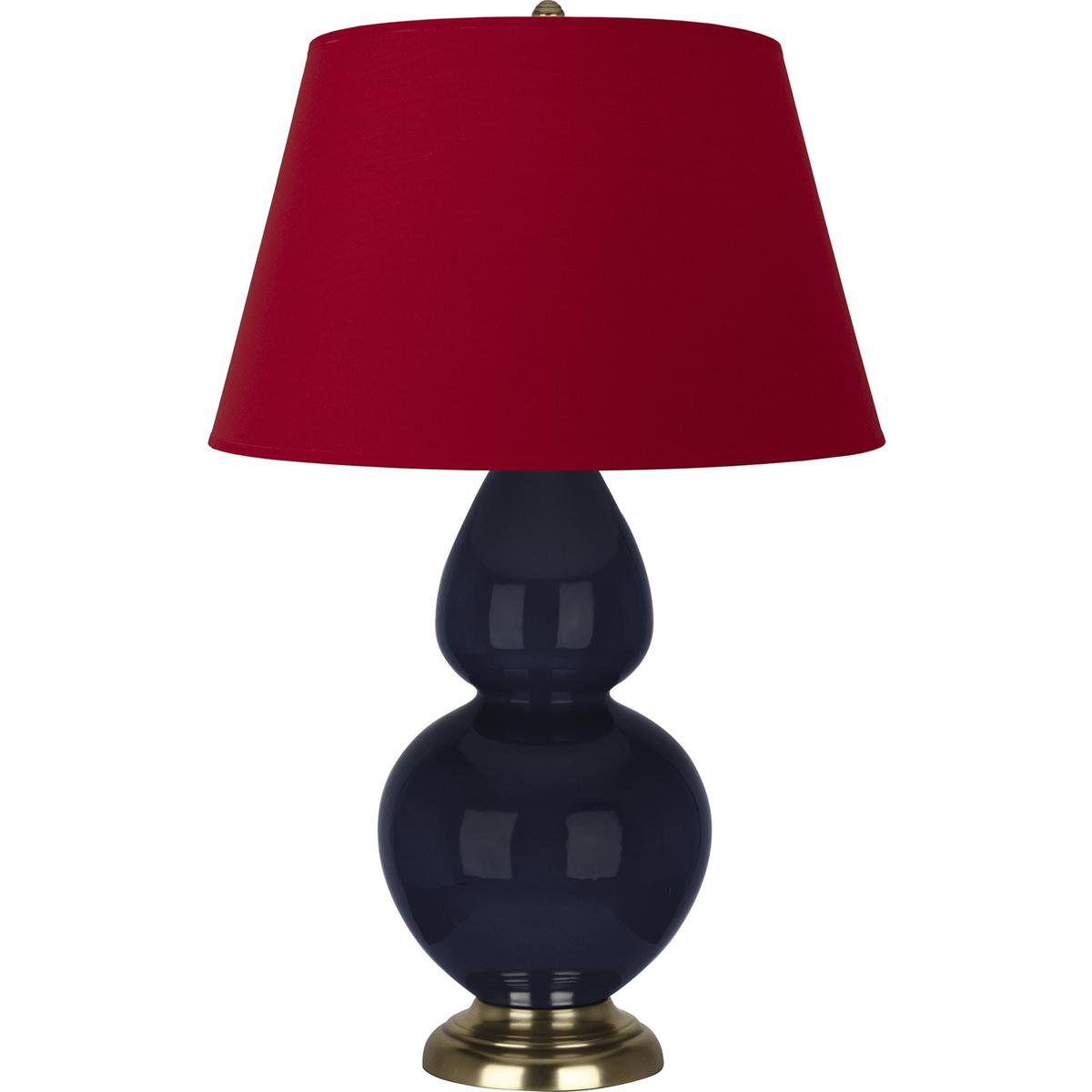 Robert Abbey MB20R Double Gourd 31 inch 150 watt Midnight Blue Glazed Ceramic with Antique Brass Table Lamp Portable Light in Rose Red with Ink Black