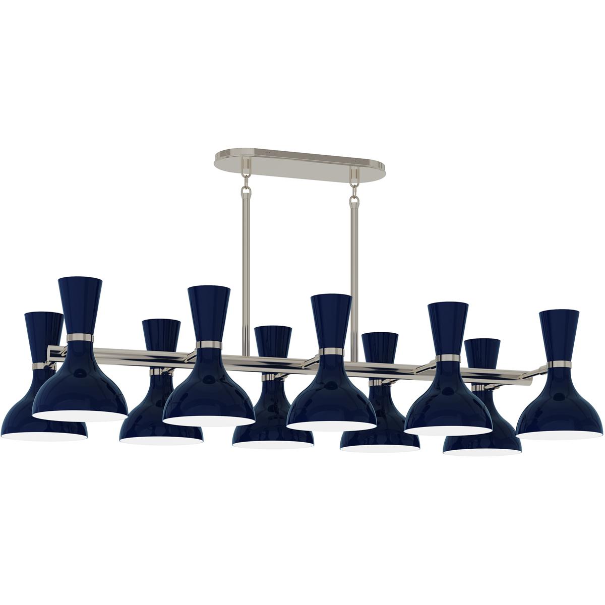 Robert Abbey MB21MB Clare 10 Light 45.75 inch Polished Nickel Chandelier Ceiling Light in Midnight Blue