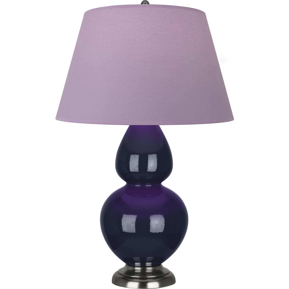 Robert Abbey MB22L Double Gourd 31 inch 150 watt Midnight Blue Glazed Ceramic with Antique Silver Table Lamp Portable Light in Lavender with Plum