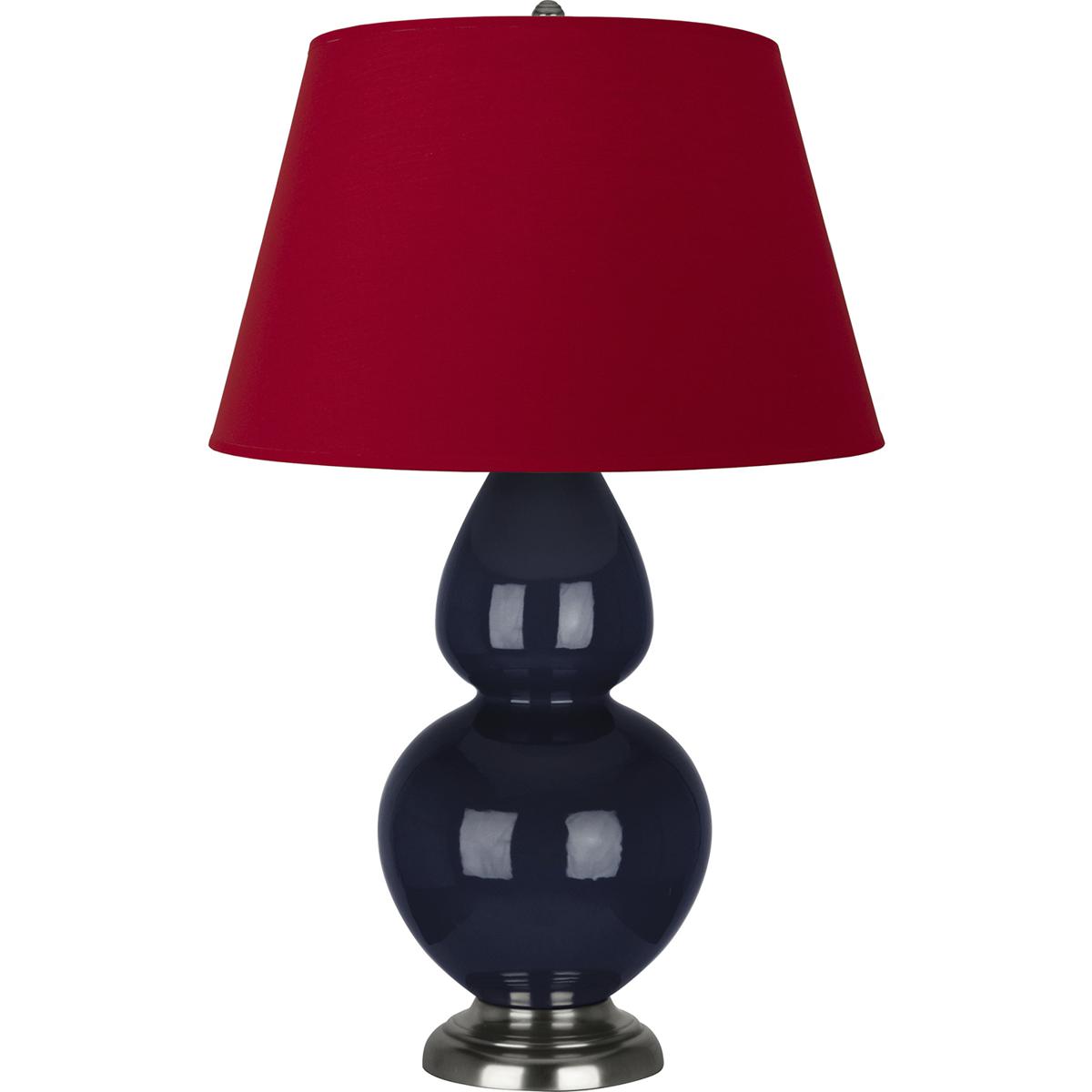 Robert Abbey MB22R Double Gourd 31 inch 150 watt Midnight Blue Glazed Ceramic with Antique Silver Table Lamp Portable Light in Rose Red with Ink Black