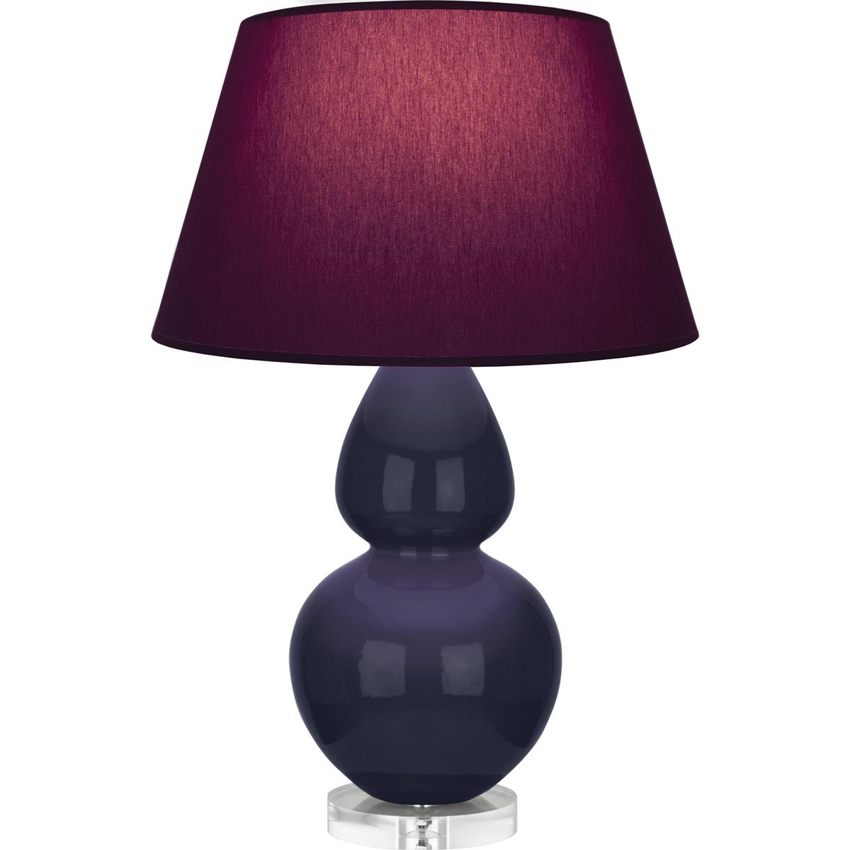 Robert Abbey MB23P Double Gourd 30 inch 150 watt Midnight Blue Glazed Ceramic with Lucite Base Table Lamp Portable Light in Plum with Lavender