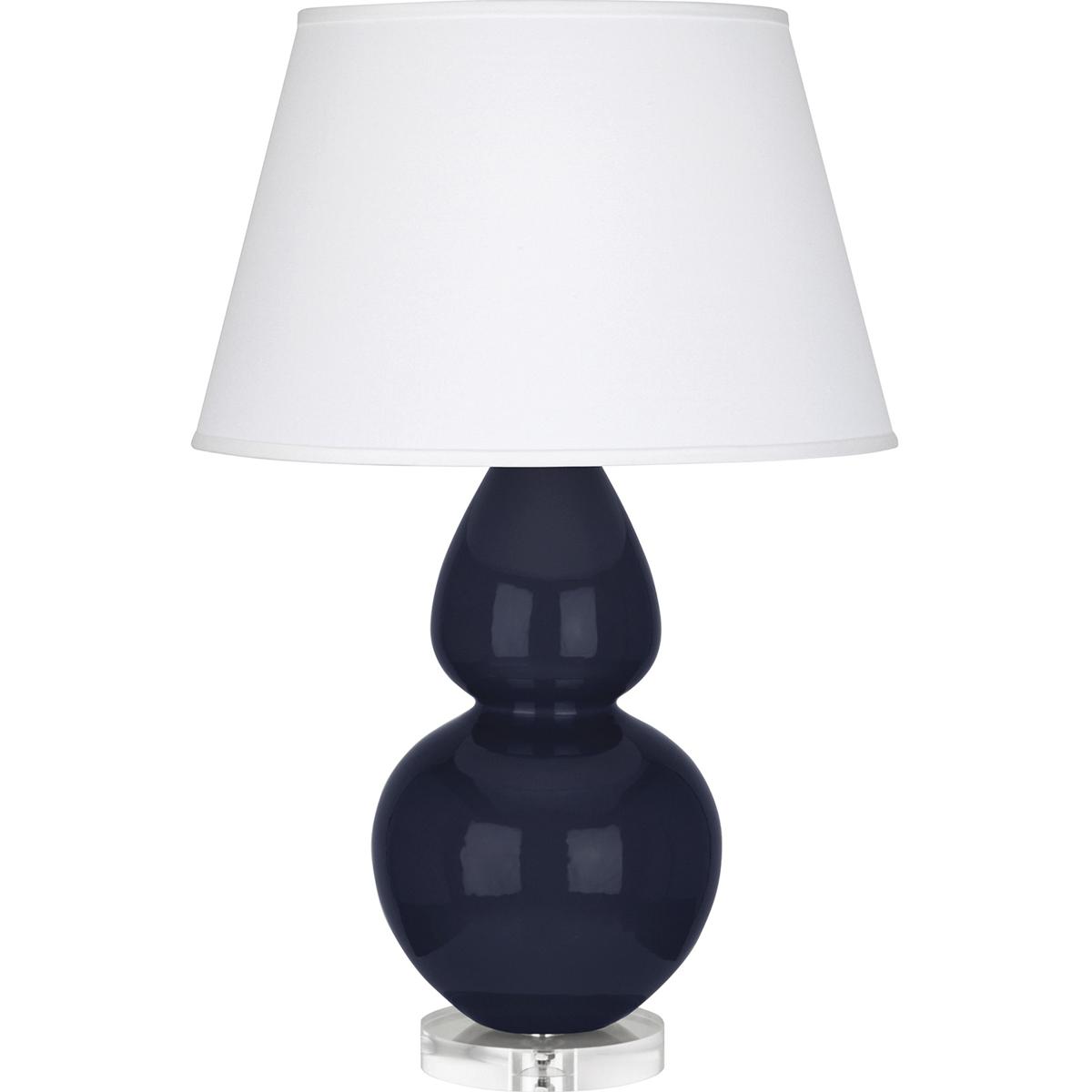 Robert Abbey MB23X Double Gourd 30 inch 150 watt Midnight Blue Glazed Ceramic with Lucite Base Table Lamp Portable Light in Pearl Dupioni