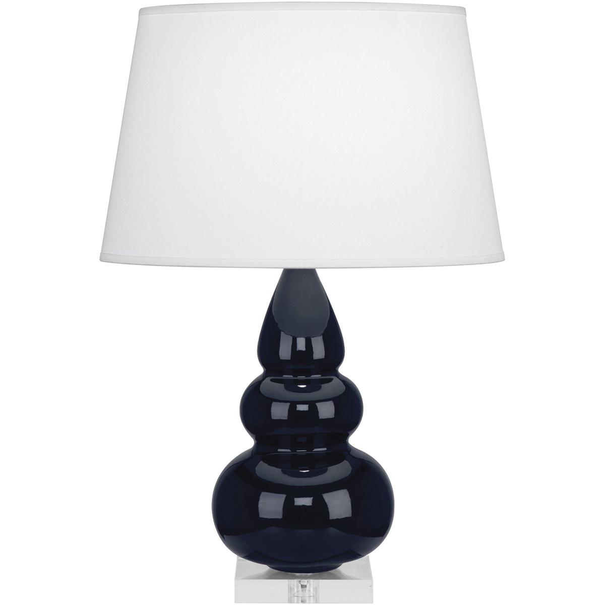 MB33X Midnight Small Triple Gourd Accent Lamp, Midnight Blue Glazed Ceramic with Lucite Base - 24 x 7.25 in.