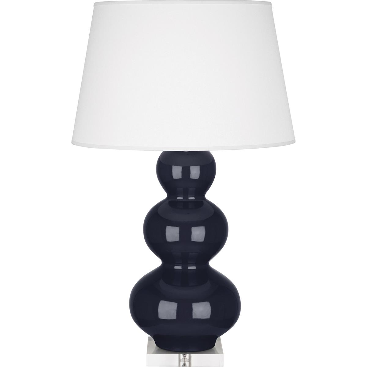 MB43X Midnight Triple Gourd Table Lamp, Midnight Blue Glazed Ceramic with Lucite Base - 33 x 10 in.