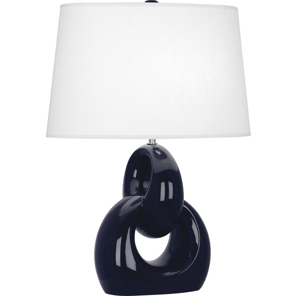 MB981 Midnight Fusion Table Lamp, Midnight Blue Glazed Ceramic with Polished Nickel Accents - 27 x 11.25 in.