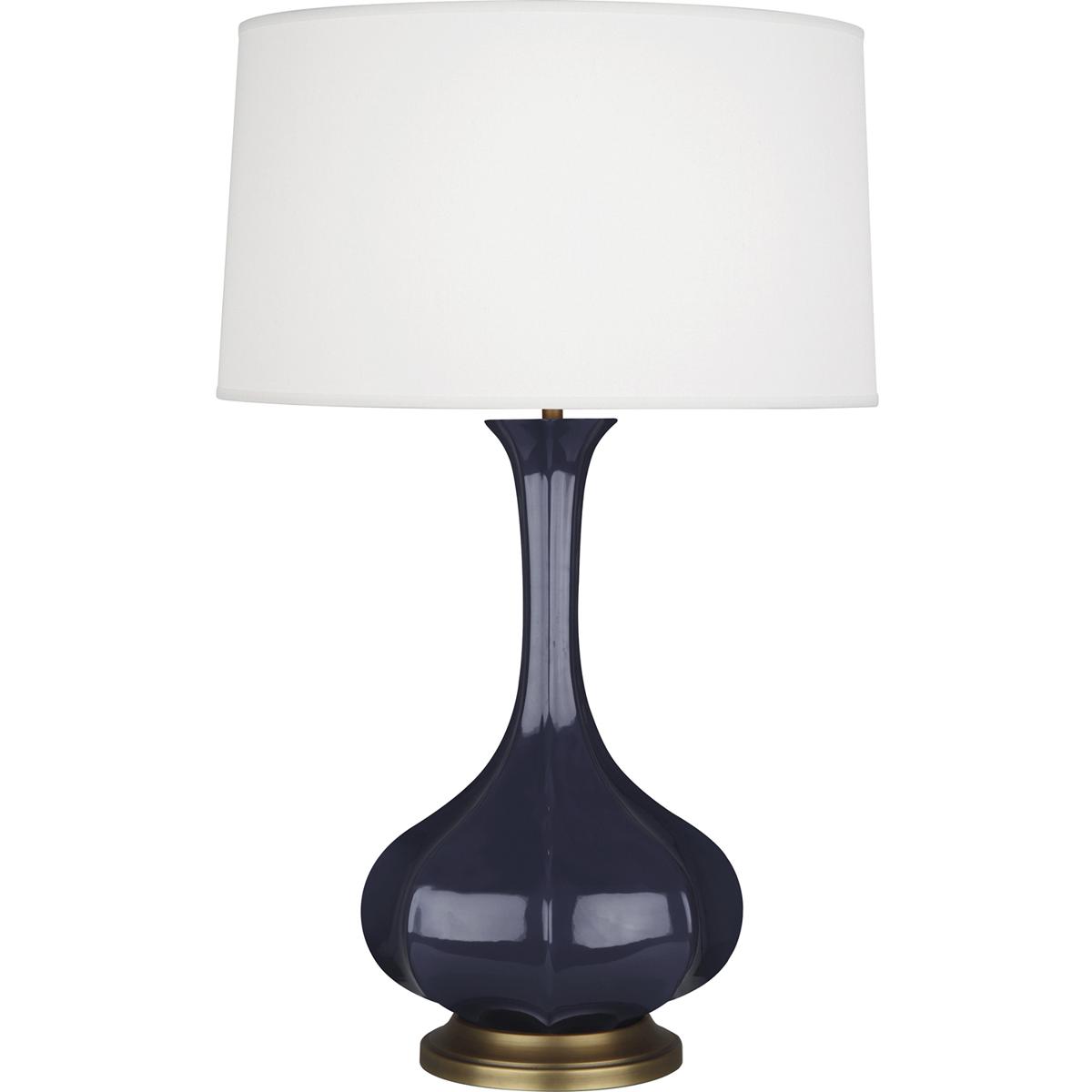 MB994 Midnight Pike Table Lamp, Midnight Blue Glazed Ceramic with Aged Brass Accents - 31.88 x 11.5 in.
