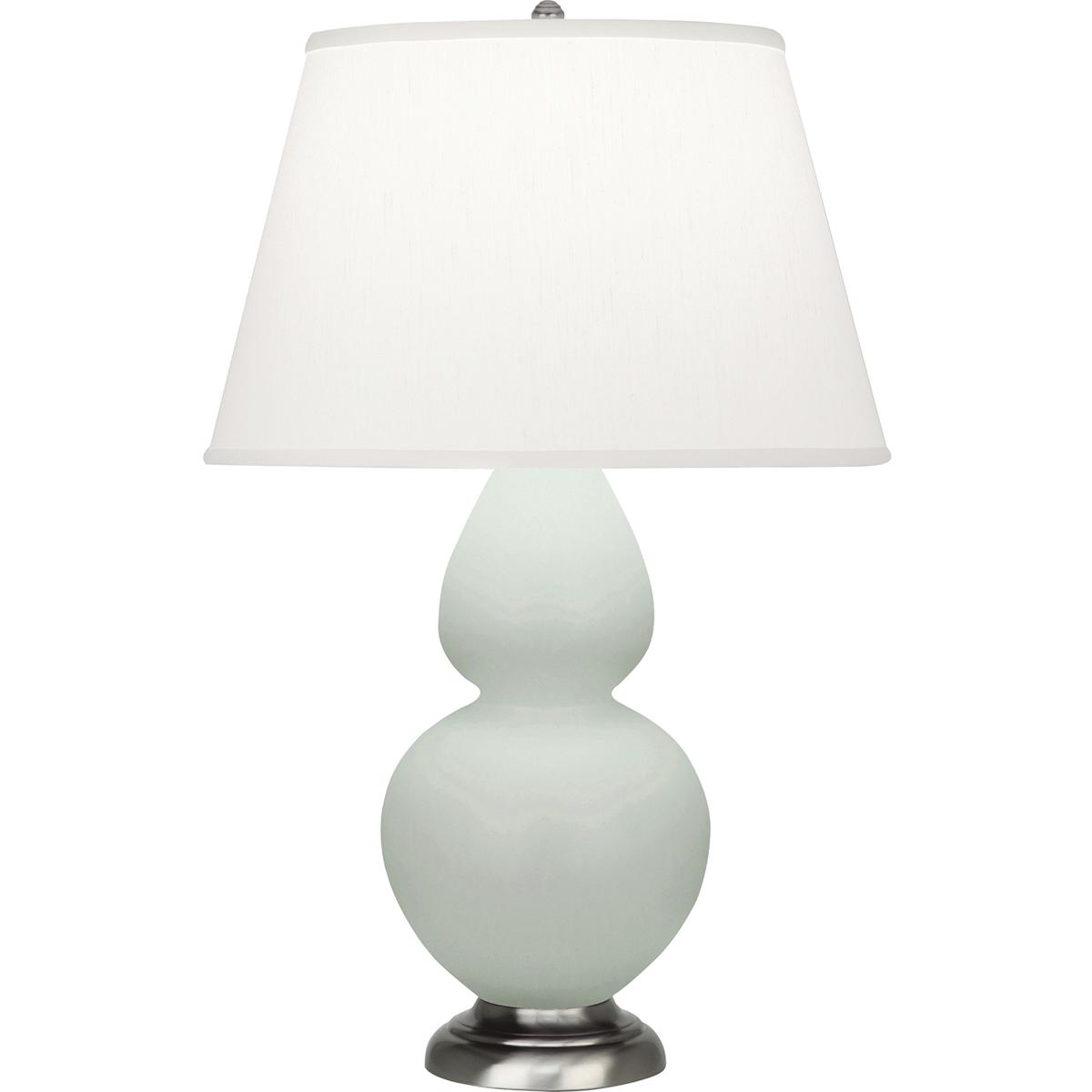 Robert Abbey MCL59 Double Gourd 31 inch 150 watt Matte Celadon Glazed Ceramic with Antique Silver Table Lamp Portable Light in Pearl Dupioni