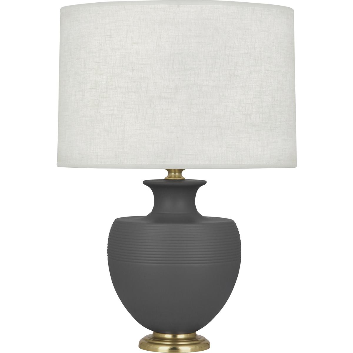 MCR21 Matte Ash Michael Berman Atlas Table Lamp, Matte Ash Glazed Ceramic with Modern Brass Accents - 25.25 x 9.88 in.