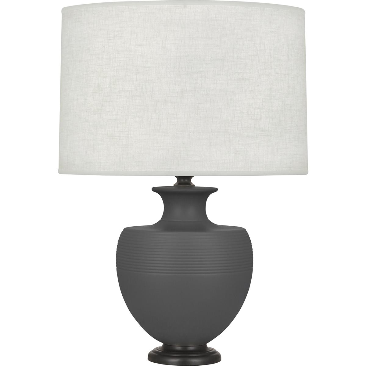 MCR22 Matte Ash Michael Berman Atlas Table Lamp, Matte Ash Glazed Ceramic with Deep Patina Bronze Accents - 25.25 x 9.88 in.