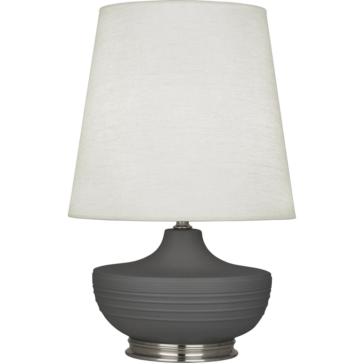 MCR23 Matte Ash Michael Berman Nolan Table Lamp, Matte Ash Glazed Ceramic with Dark Antique Nickel Accents - 27.5 x 14.25 in.