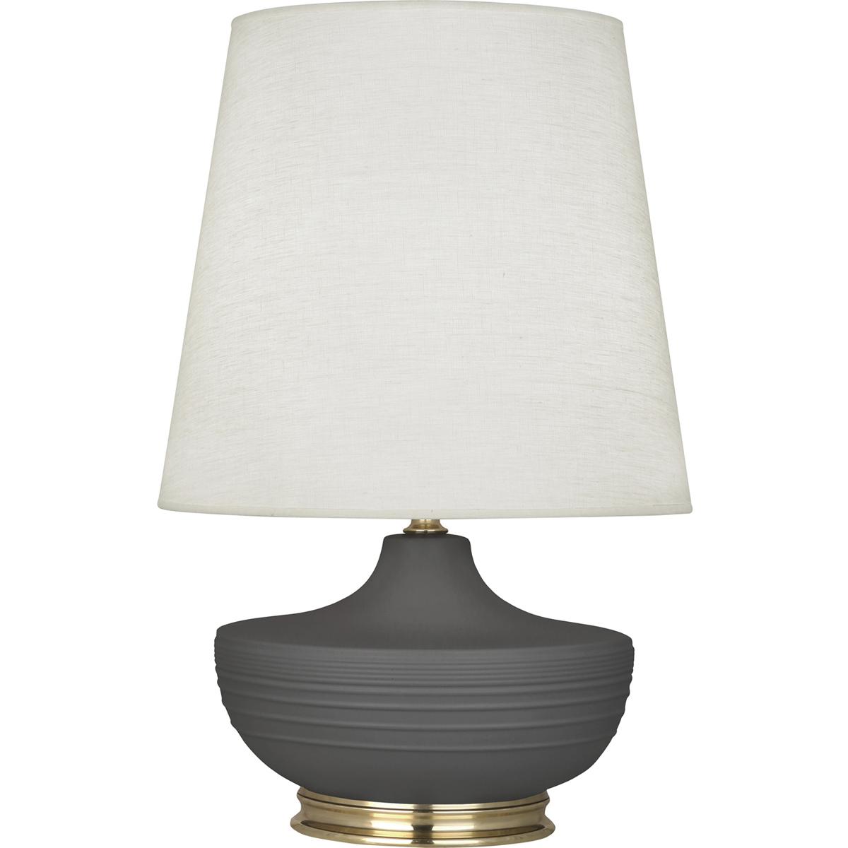 MCR24 Matte Ash Michael Berman Nolan Table Lamp, Matte Ash Glazed Ceramic with Modern Brass Accents - 27.5 x 14.25 in.