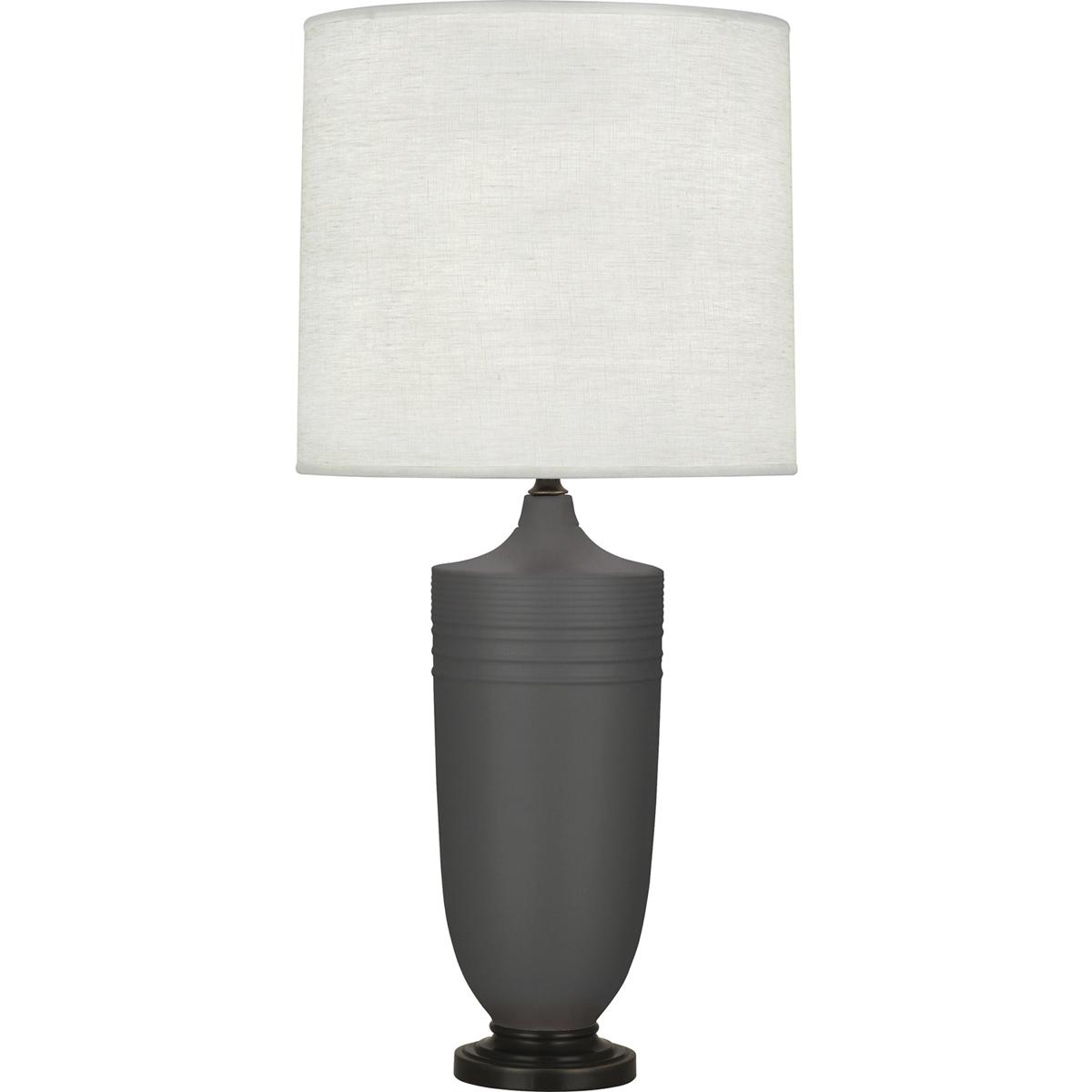 MCR28 Matte Ash Michael Berman Hadrian Table Lamp, Matte Ash Glazed Ceramic with Deep Patina Bronze Accents - 28.75 x 6.13 in.