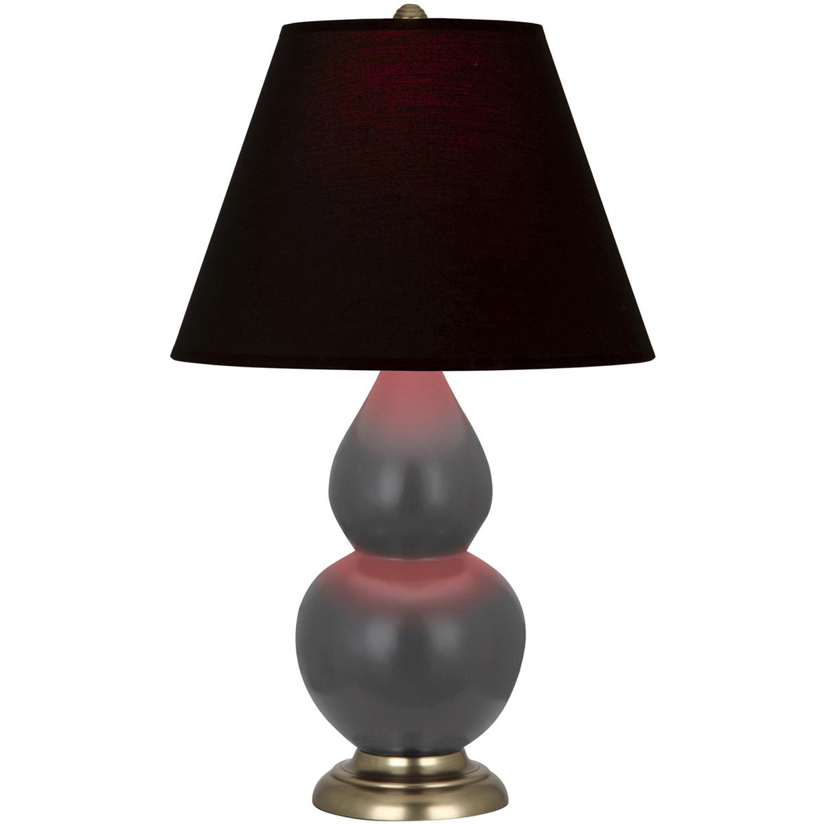 Robert Abbey MCR50K Small Double Gourd 22.75 inch 150 watt Matte Ash Glazed Ceramic with Antique Brass Accent Lamp Portable Light in Ink Black with Ro