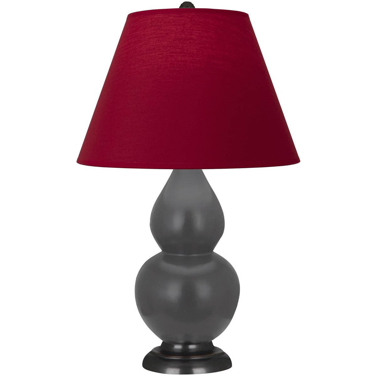 Robert Abbey MCR51R Small Double Gourd 22.75 inch 150 watt Matte Ash Glazed Ceramic with Deep Patina Bronze Accent Lamp Portable Light in Rose Red wit