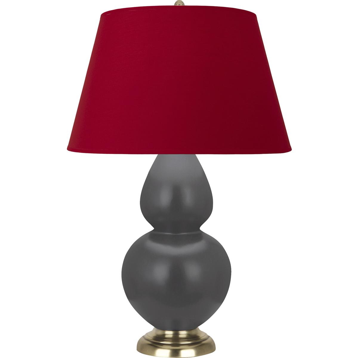 Robert Abbey MCR55R Double Gourd 31 inch 150 watt Matte Ash Glazed Ceramic with Antique Brass Table Lamp Portable Light in Rose Red with Ink Black