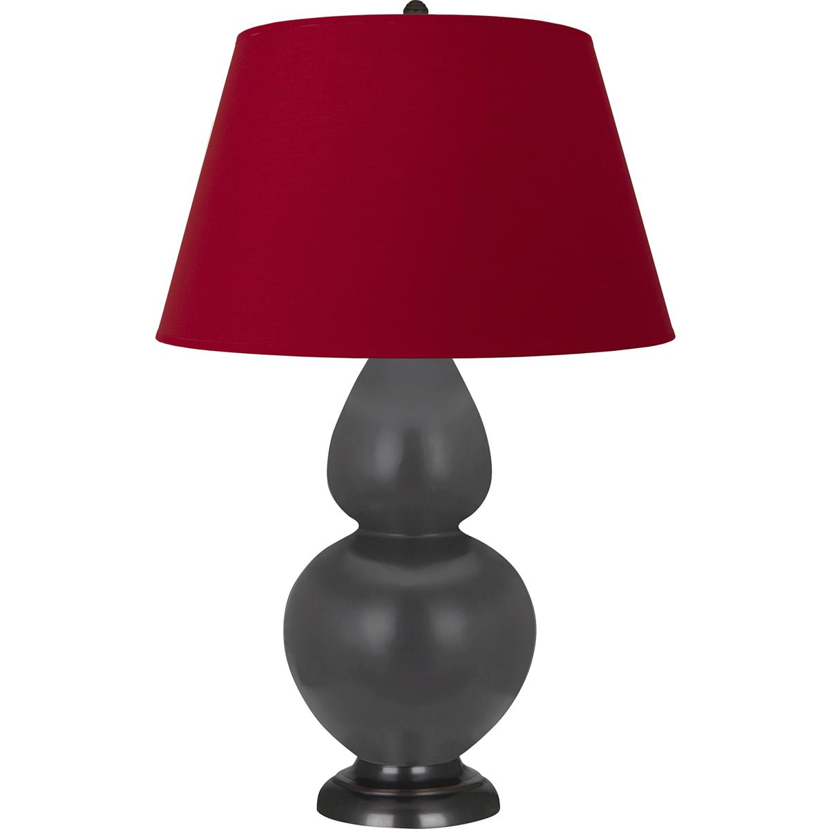 Robert Abbey MCR57R Double Gourd 31 inch 150 watt Matte Ash Glazed Ceramic with Deep Patina Bronze Table Lamp Portable Light in Rose Red with Ink Blac