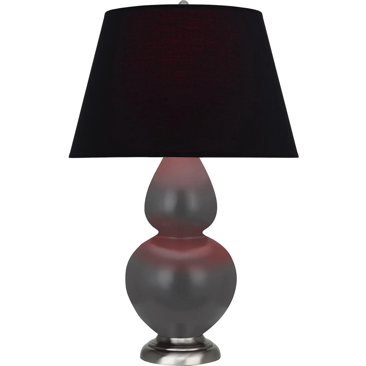 Robert Abbey MCR59K Double Gourd 31 inch 150 watt Matte Ash Glazed Ceramic with Antique Silver Table Lamp Portable Light in Ink Black with Rose Red