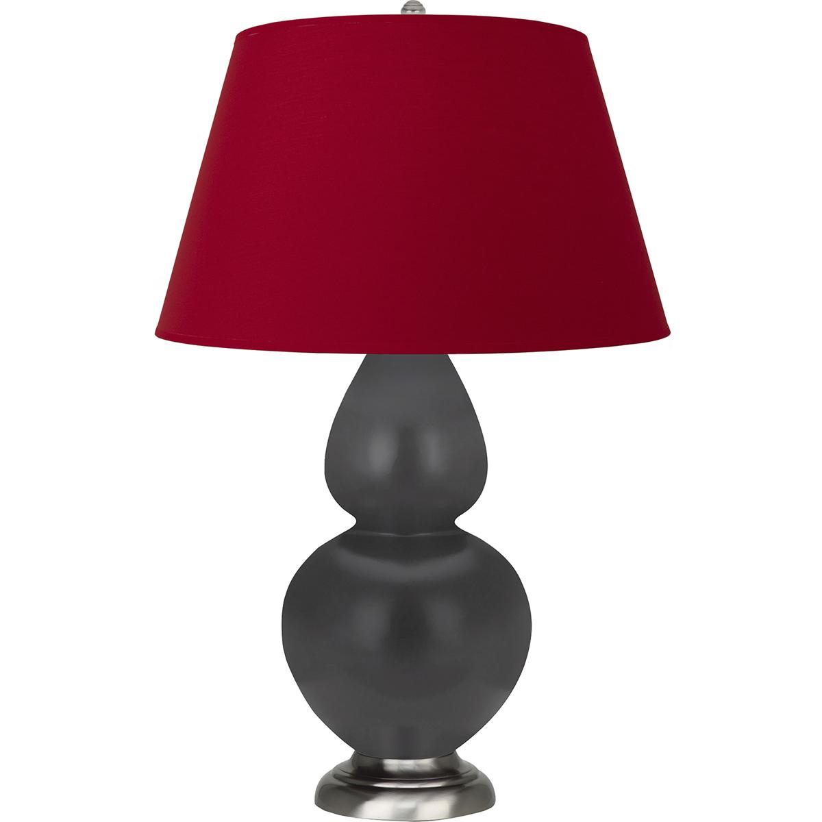 Robert Abbey MCR59R Double Gourd 31 inch 150 watt Matte Ash Glazed Ceramic with Antique Silver Table Lamp Portable Light in Rose Red with Ink Black