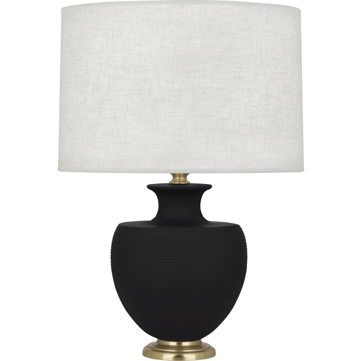 MDC21 Matte Dark Coal Michael Berman Atlas Table Lamp, Matte Dark Coal Glazed Ceramic with Modern Brass Accents - 25.25 x 9.88 in