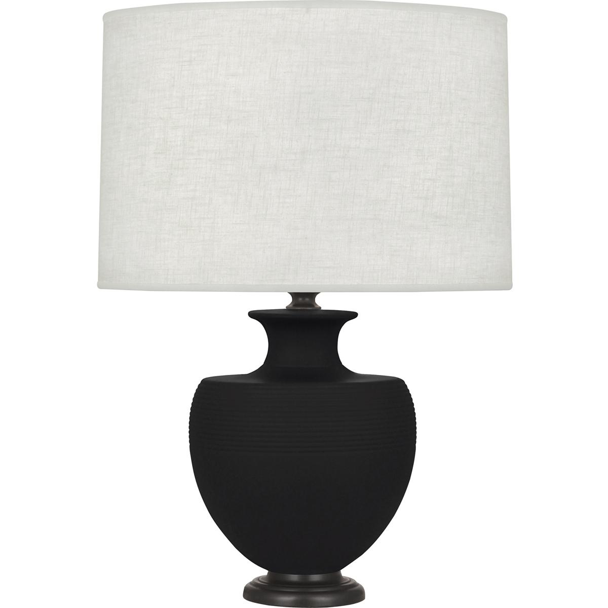 MDC22 Matte Dark Coal Michael Berman Atlas Table Lamp, Matte Dark Coal Glazed Ceramic with Deep Patina Bronze Accents - 25.25 x 9.88 in