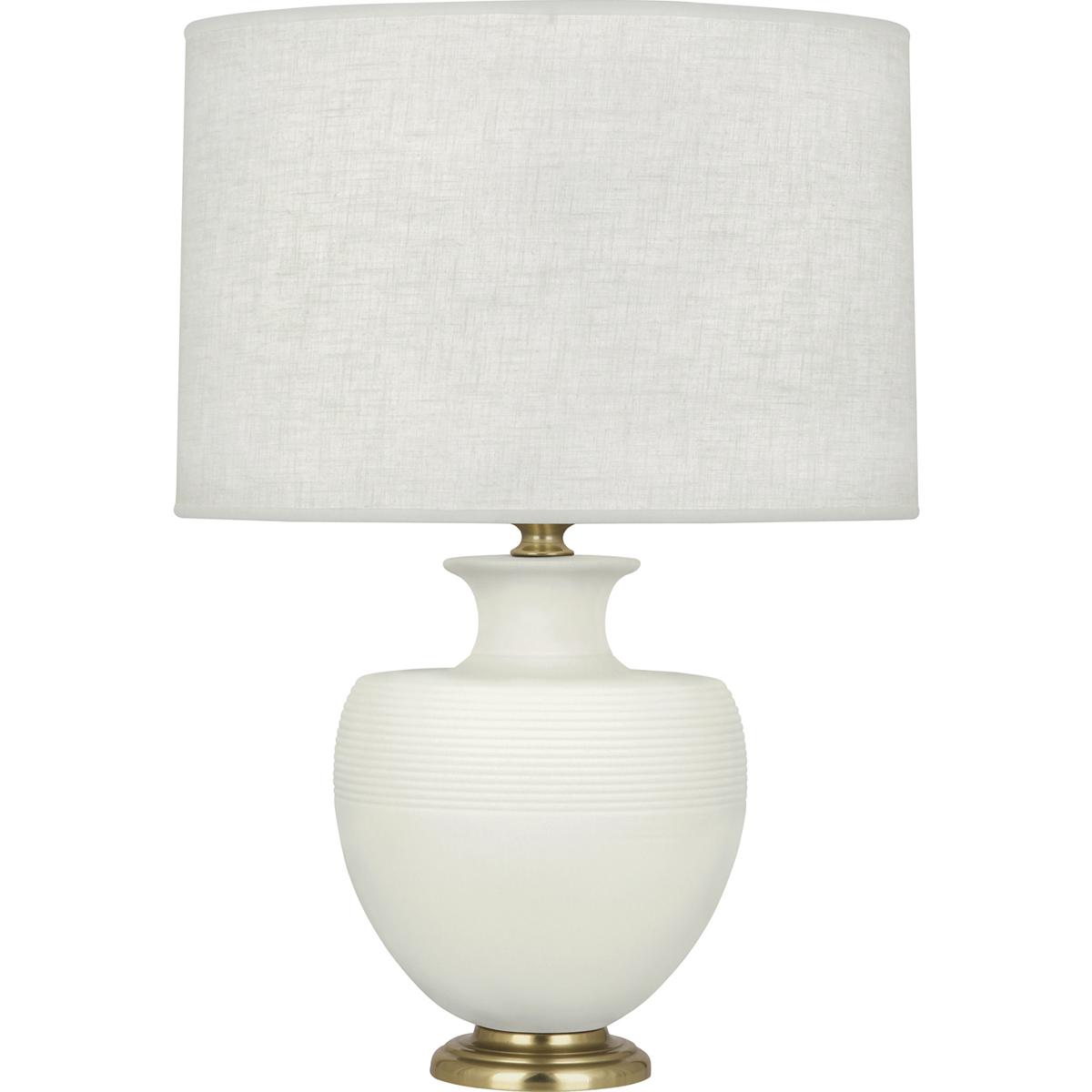 MLY21 Matte Lily Michael Berman Atlas Table Lamp, Matte Lily Glazed Ceramic with Modern Brass Accents - 25.25 x 9.88 in.