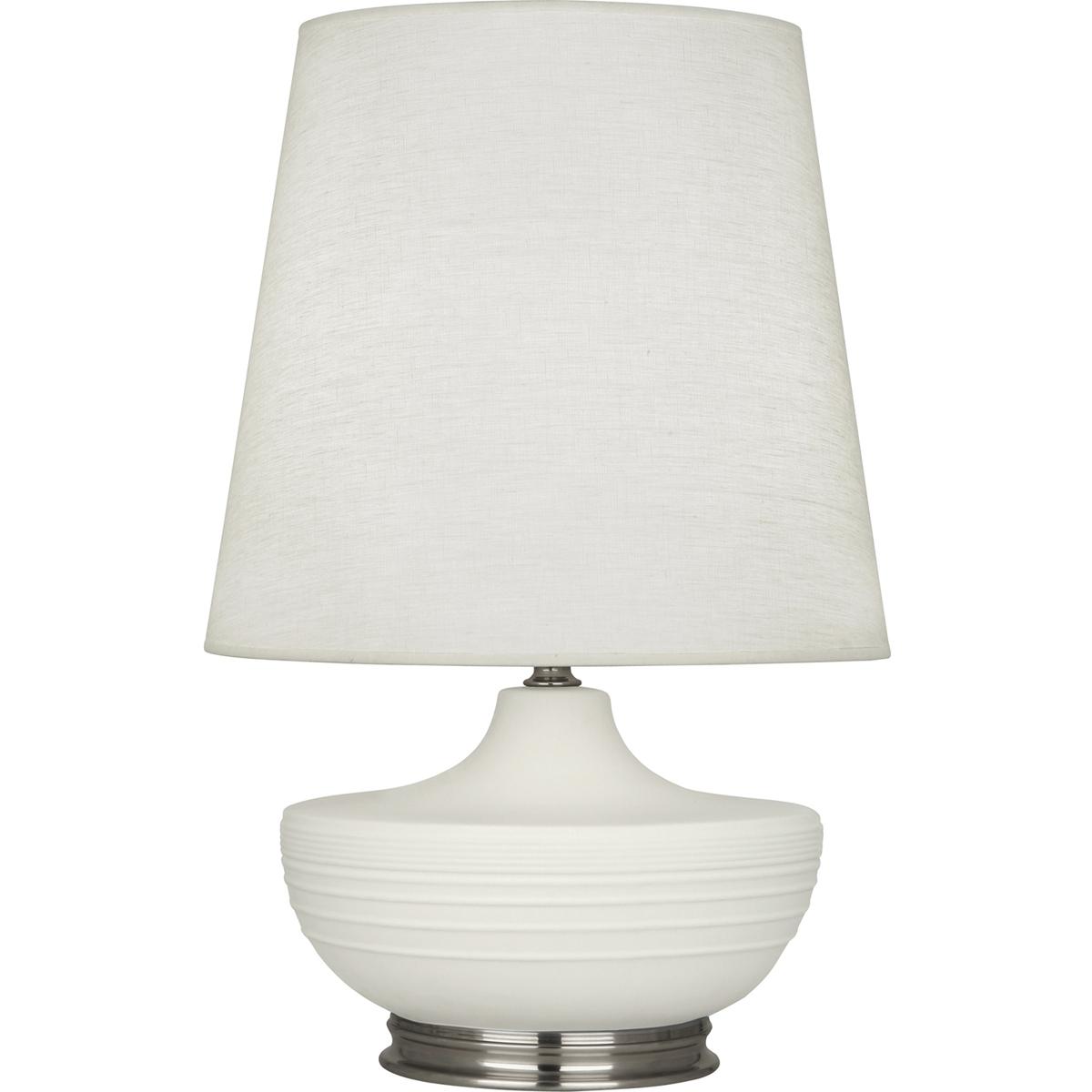 MLY23 Matte Lily Michael Berman Nolan Table Lamp, Matte Lily Glazed Ceramic with Dark Antique Nickel Accents - 27.5 x 14.25 in.