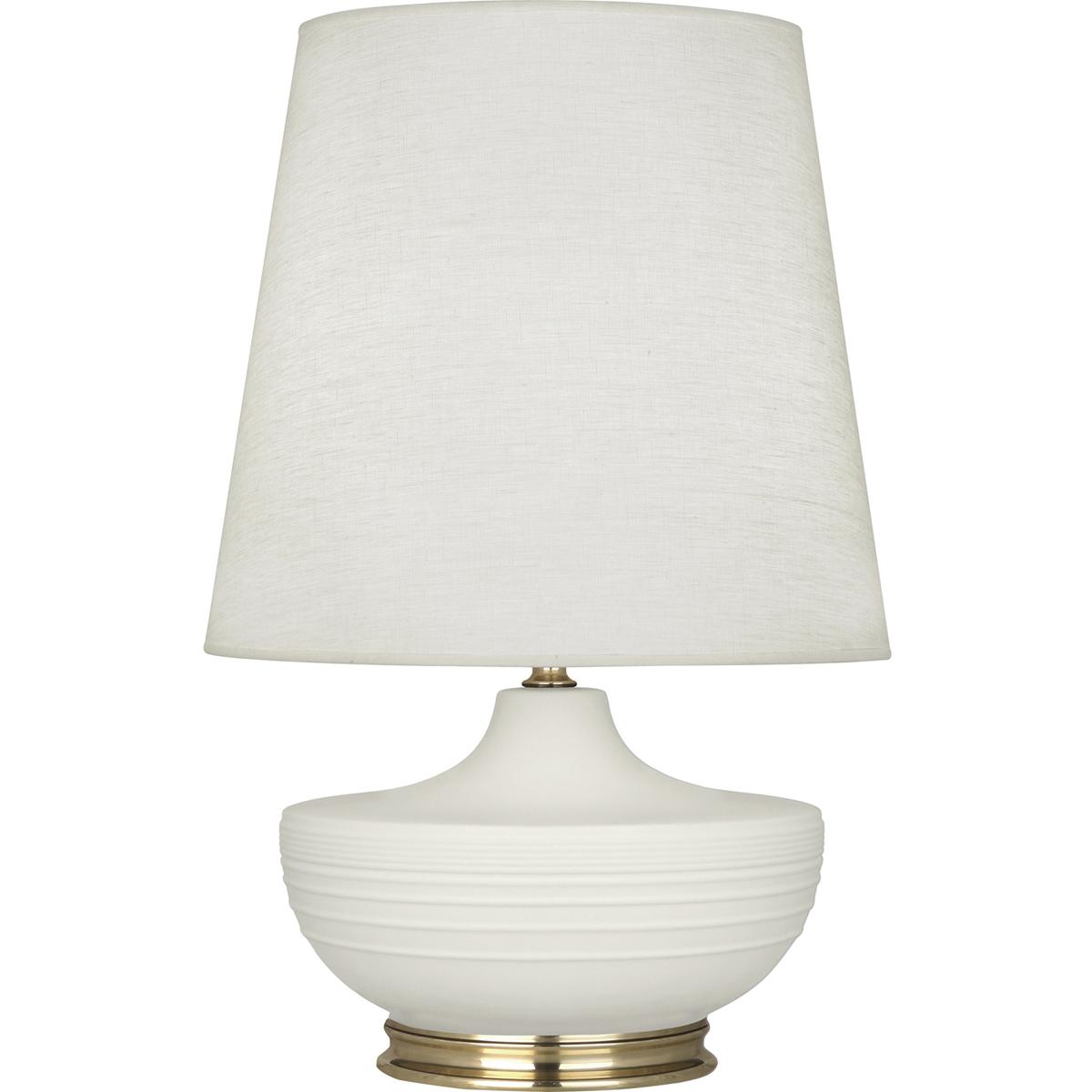 MLY24 Matte Lily Michael Berman Nolan Table Lamp, Matte Lily Glazed Ceramic with Modern Brass Accents - 27.5 x 14.25 in.