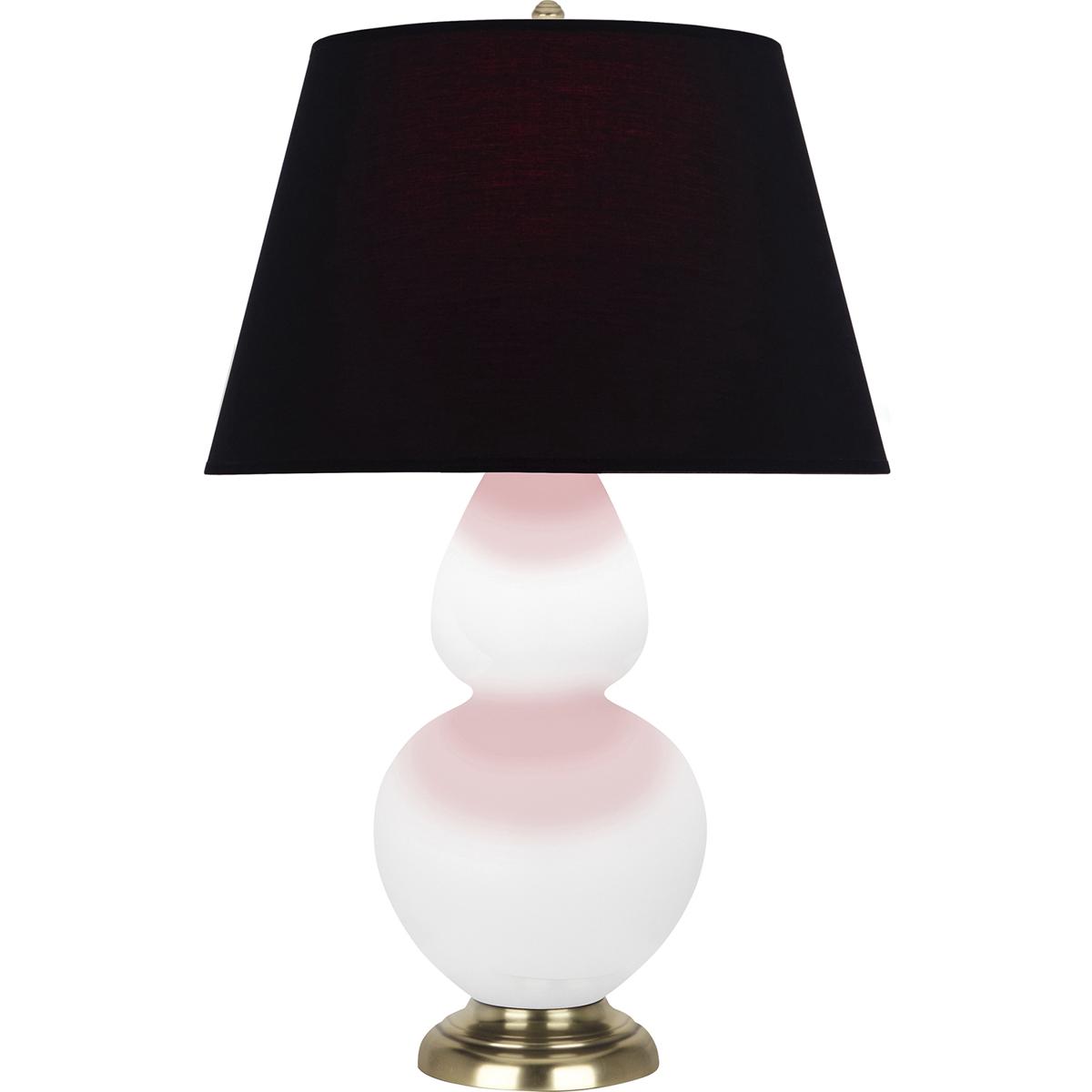 Robert Abbey MLY55K Double Gourd 31 inch 150 watt Matte Lily Glazed Ceramic with Antique Natural Brass Table Lamp Portable Light in Ink Black with Ros
