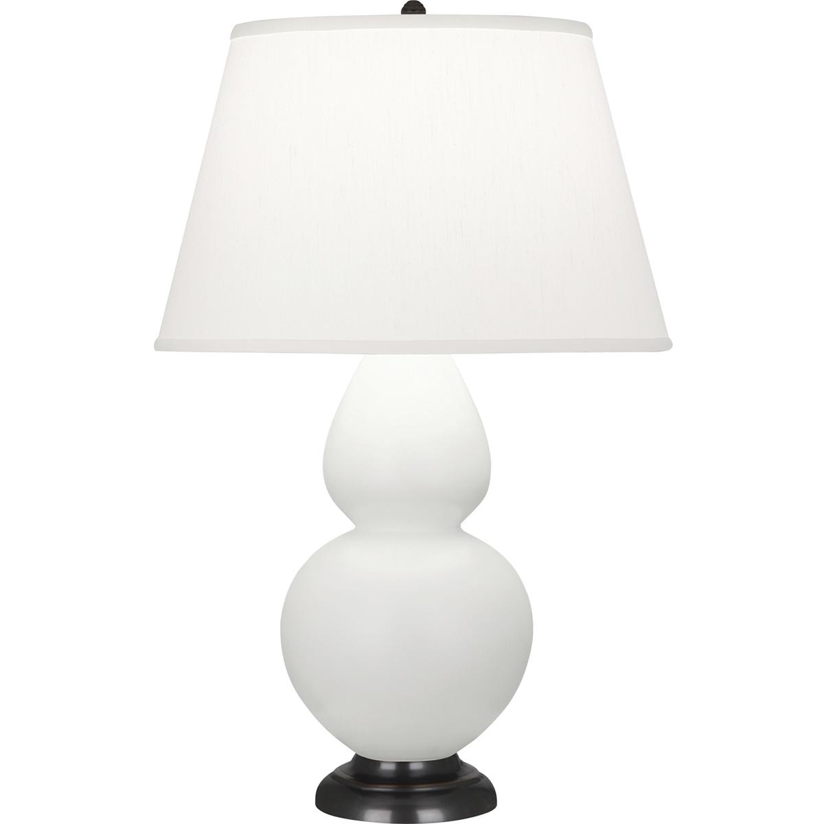 Robert Abbey MLY57 Double Gourd 31 inch 150 watt Matte Lily Glazed Ceramic with Deep Patina Bronze Table Lamp Portable Light in Pearl Dupioni