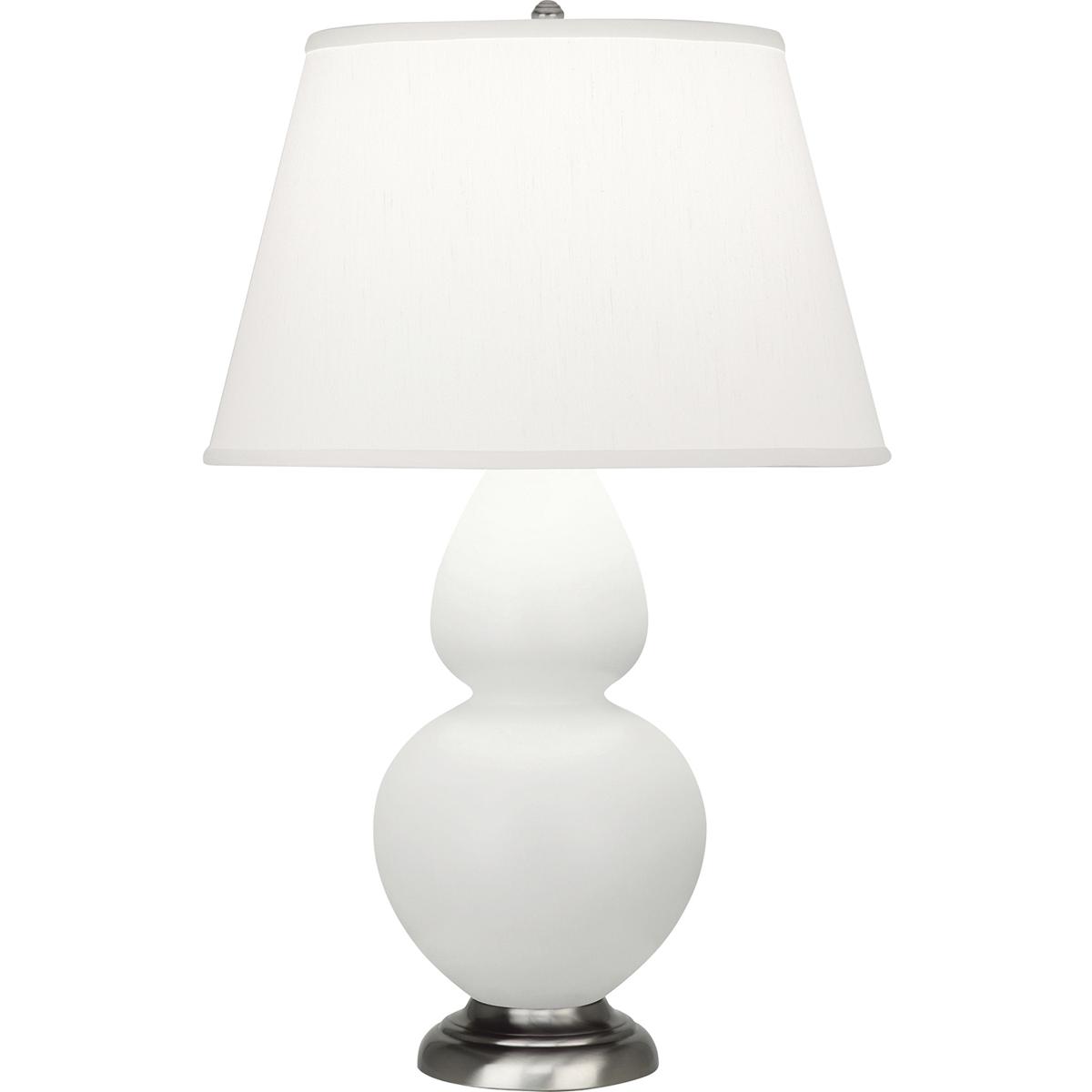 Robert Abbey MLY59 Double Gourd 31 inch 150 watt Matte Lily Glazed Ceramic with Antique Silver Table Lamp Portable Light in Pearl Dupioni