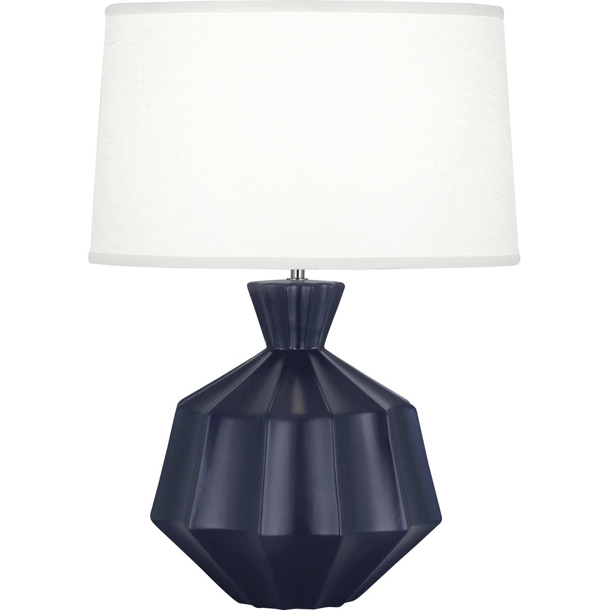 Lighting New York R-MMB17 Robert Abbey Orion 27 inch 150.00 watt Matte Midnight Blue Table Lamp Portable Light, Polished Nickel Accents MMB17 - Open B