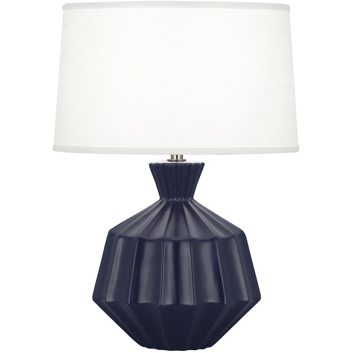 Robert Abbey MMB18 Small Orion 17.63 inch 60 watt Matte Midnight Blue Table Lamp Portable Light, Polished Nickel Accents