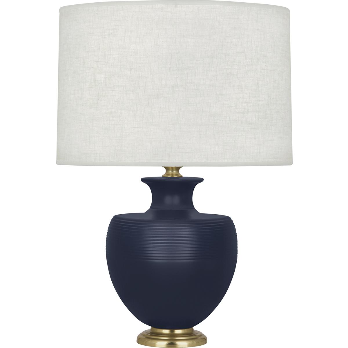 MMB21 Matte Midnight Blue Michael Berman Atlas Table Lamp, Matte Midnght Blue Ceramic with Modern Brass Accents - 25.25 x 9.88 in.