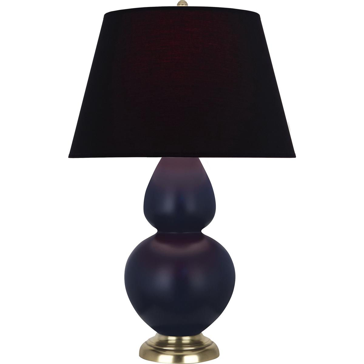 Robert Abbey MMB55K Double Gourd 31 inch 150 watt Matte Midnight Blue Glazed Ceramic with Antique Brass Table Lamp Portable Light in Ink Black with Ro