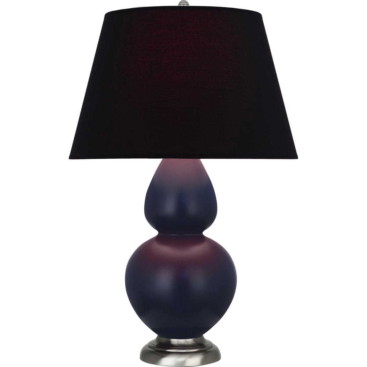Robert Abbey MMB59K Double Gourd 31 inch 150 watt Matte Midnight Blue Glazed Ceramic with Antique Silver Table Lamp Portable Light in Ink Black with R
