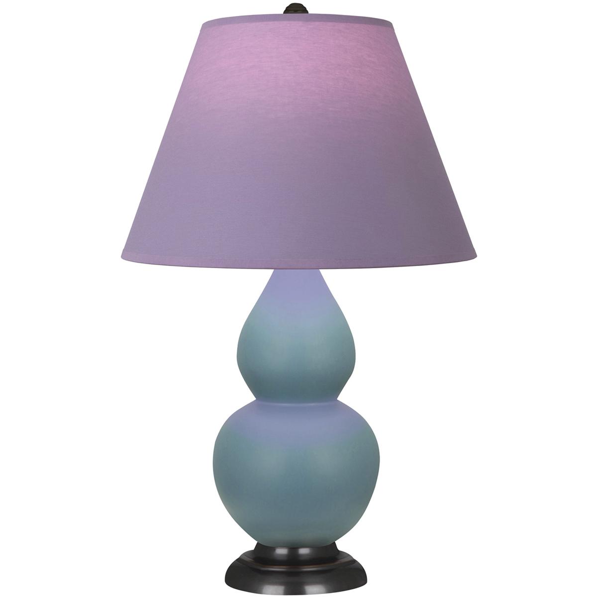 Robert Abbey MOB51L Small Double Gourd 22.75 inch 150 watt Matte Steel Blue Glazed Ceramic with Bronze Accent Lamp Portable Light in Lavender with Plu