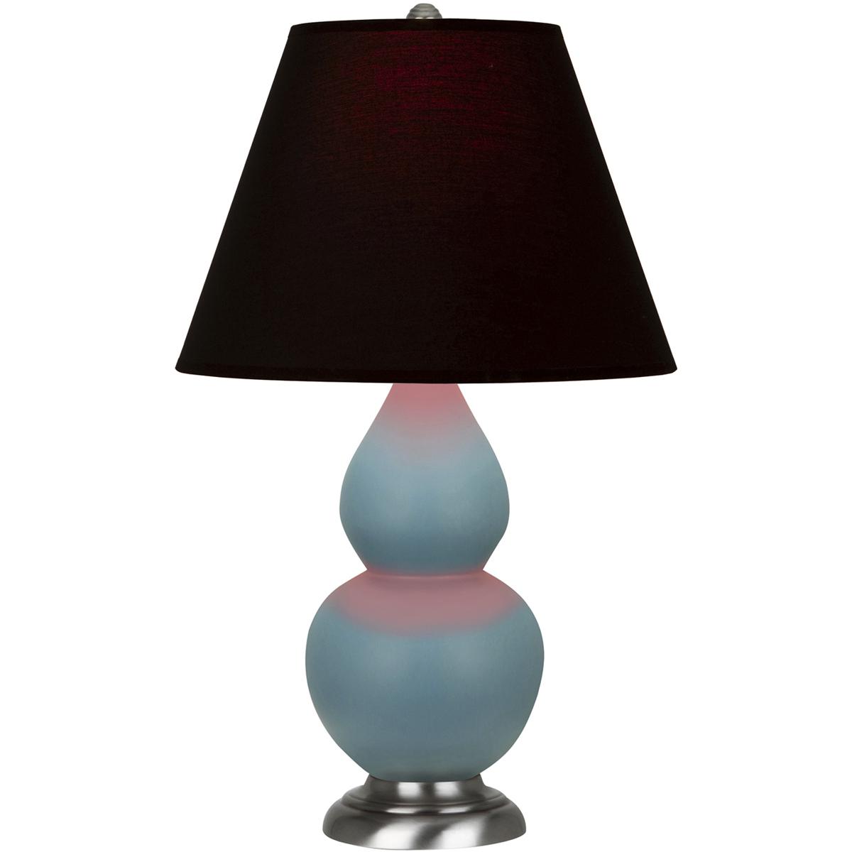 Robert Abbey MOB52K Small Double Gourd 22.75 inch 150 watt Matte Steel Blue Glazed Ceramic with Antique Silver Accent Lamp Portable Light in Ink Black