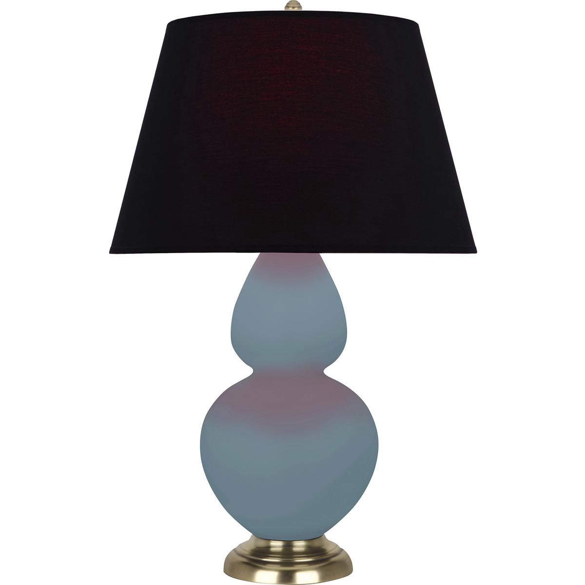 Robert Abbey MOB55K Double Gourd 31 inch 150 watt Matte Steel Blue Glazed Ceramic with Antique Brass Table Lamp Portable Light in Ink Black with Rose