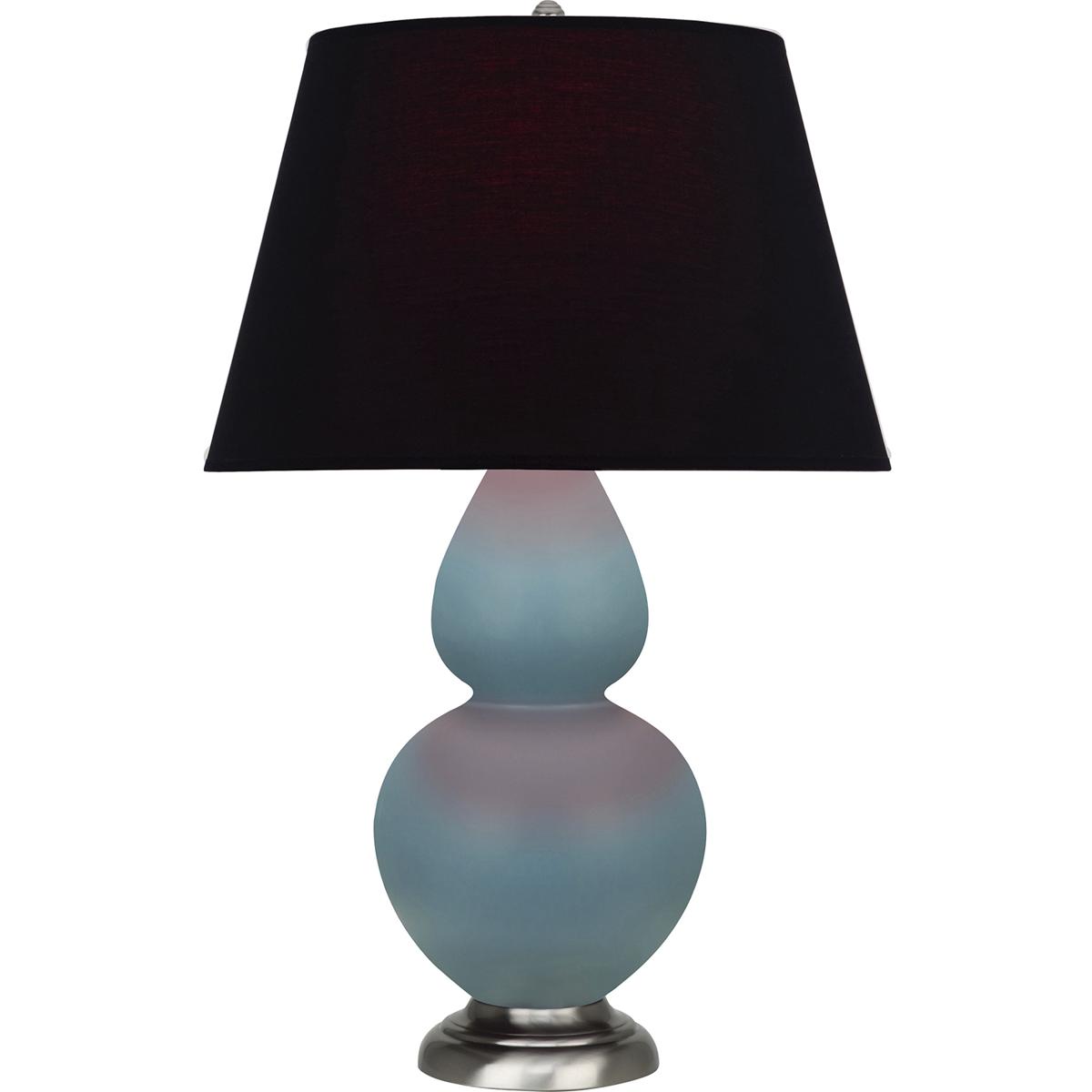 Robert Abbey MOB59K Double Gourd 31 inch 150 watt Matte Steel Blue Glazed Ceramic with Antique Silver Table Lamp Portable Light in Ink Black with Rose