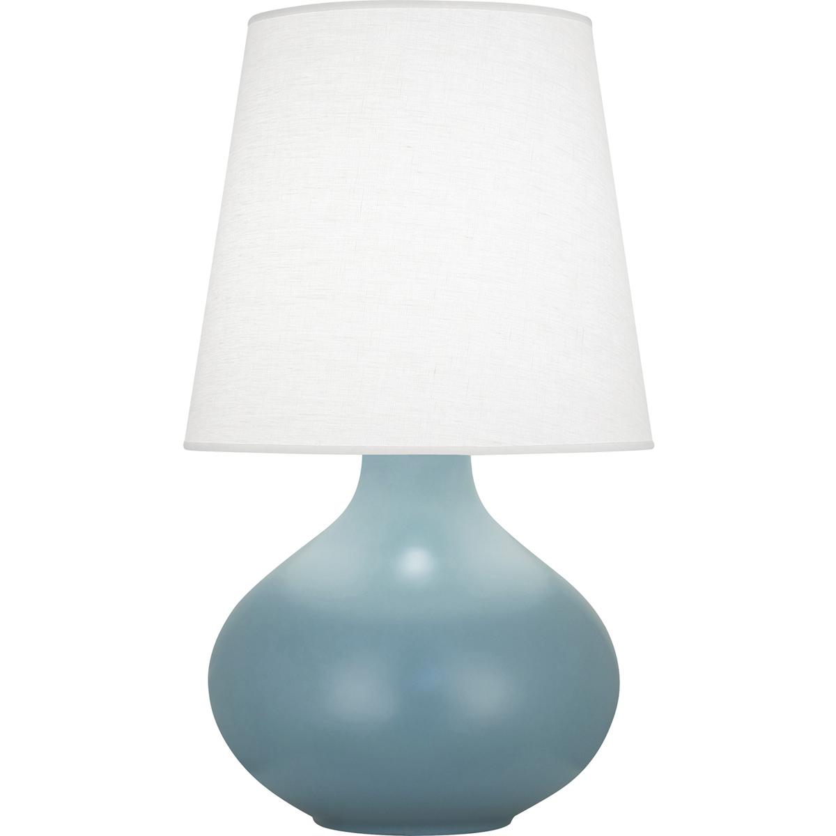 Robert Abbey MOB99 June 3075 inch 150 watt Matte Steel Blue Table Lamp Portable Light in Oyster Linen
